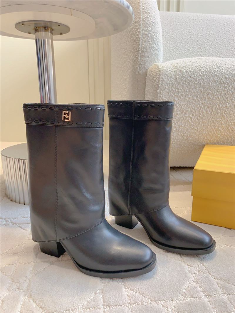 F**di show black leather ankle boots