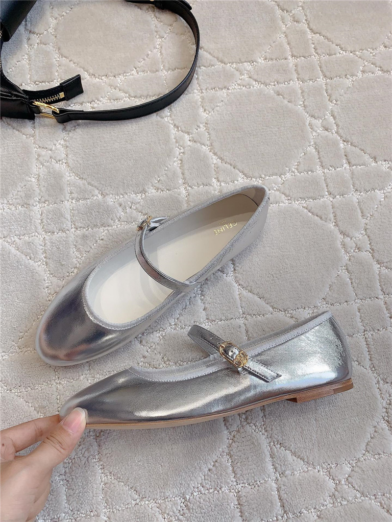 Ce1i*e silver mary-jane ballerinas in calfskin