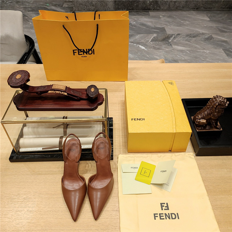F**di first leather sculpted-heel pumps brown