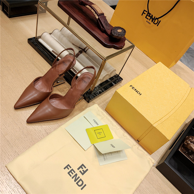 F**di first leather sculpted-heel pumps brown