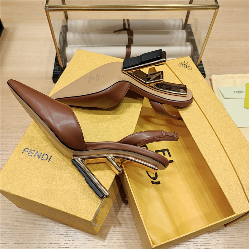 F**di first leather sculpted-heel pumps brown