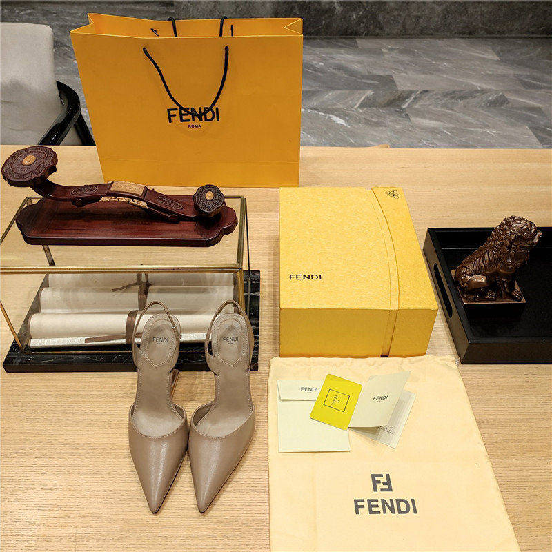 F**di first leather sculpted-heel pumps beige