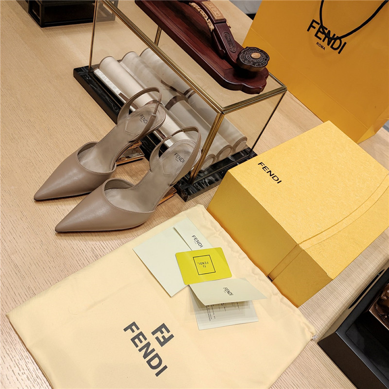 F**di first leather sculpted-heel pumps beige