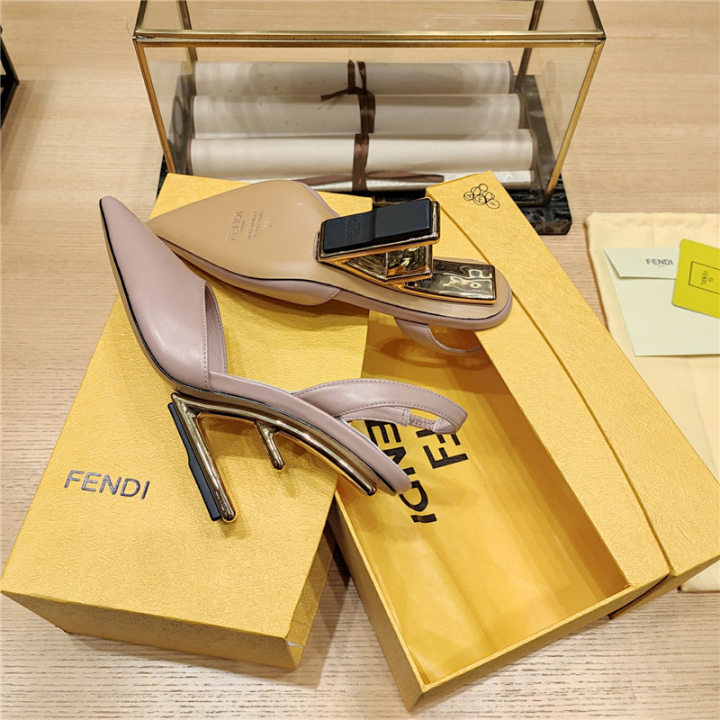 F**di first leather sculpted-heel pumps pink