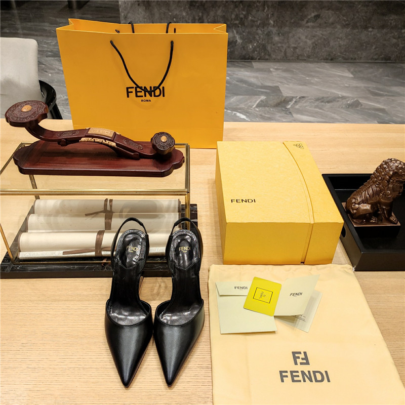 F**di first leather sculpted-heel pumps black