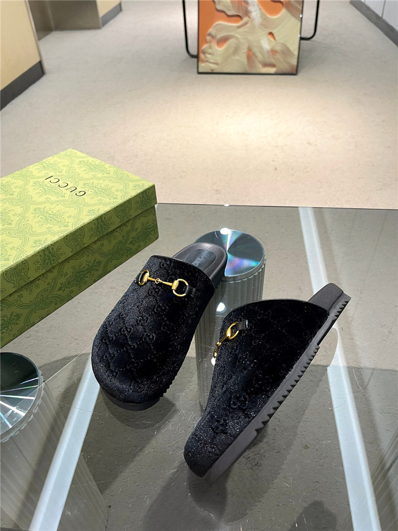 Gvc*1 horsebit mule black gg suede