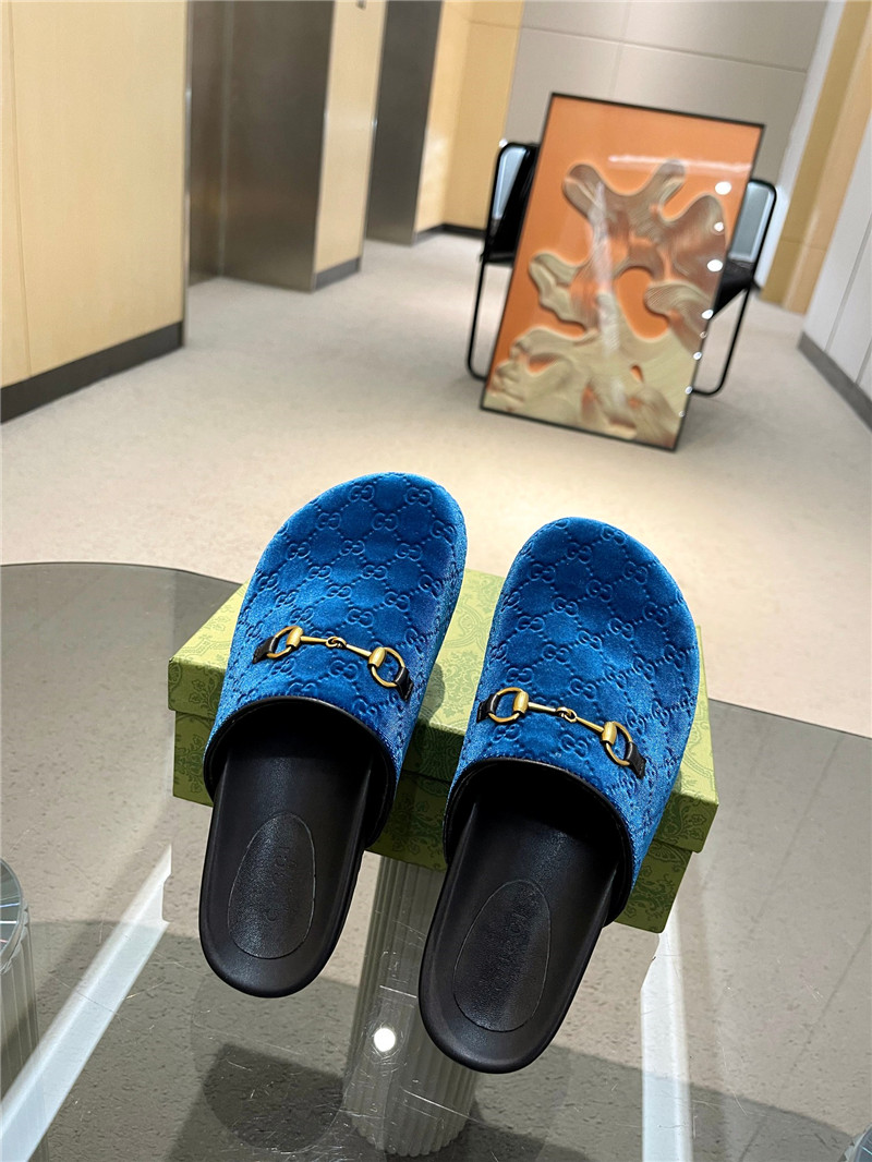 Gvc*1 horsebit mule blue gg suede