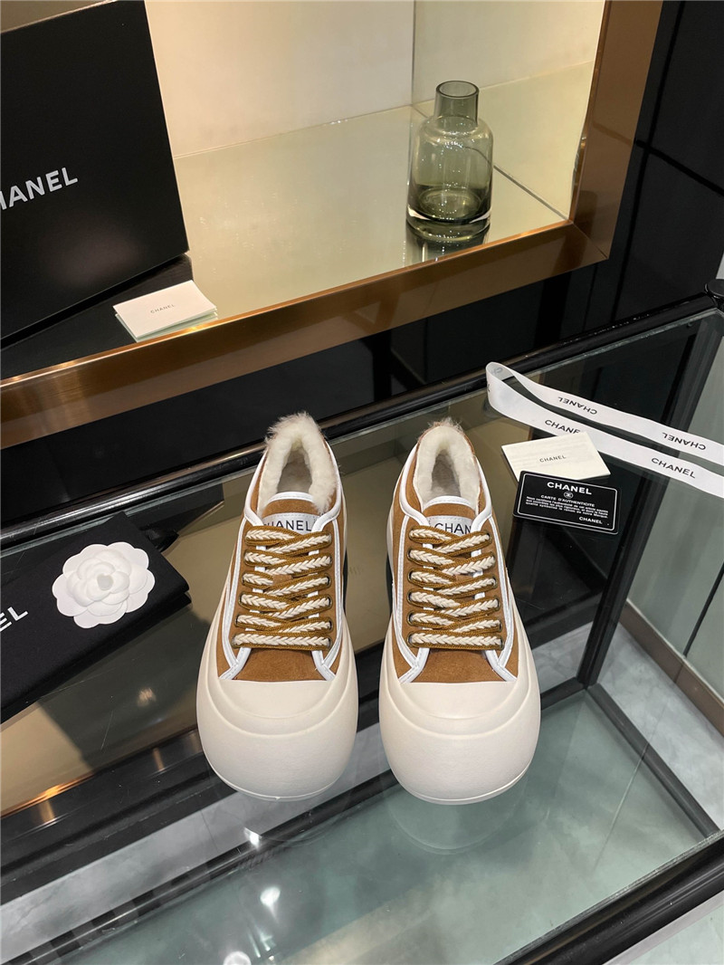 Ch**el brown lace-up winter platform sneakers