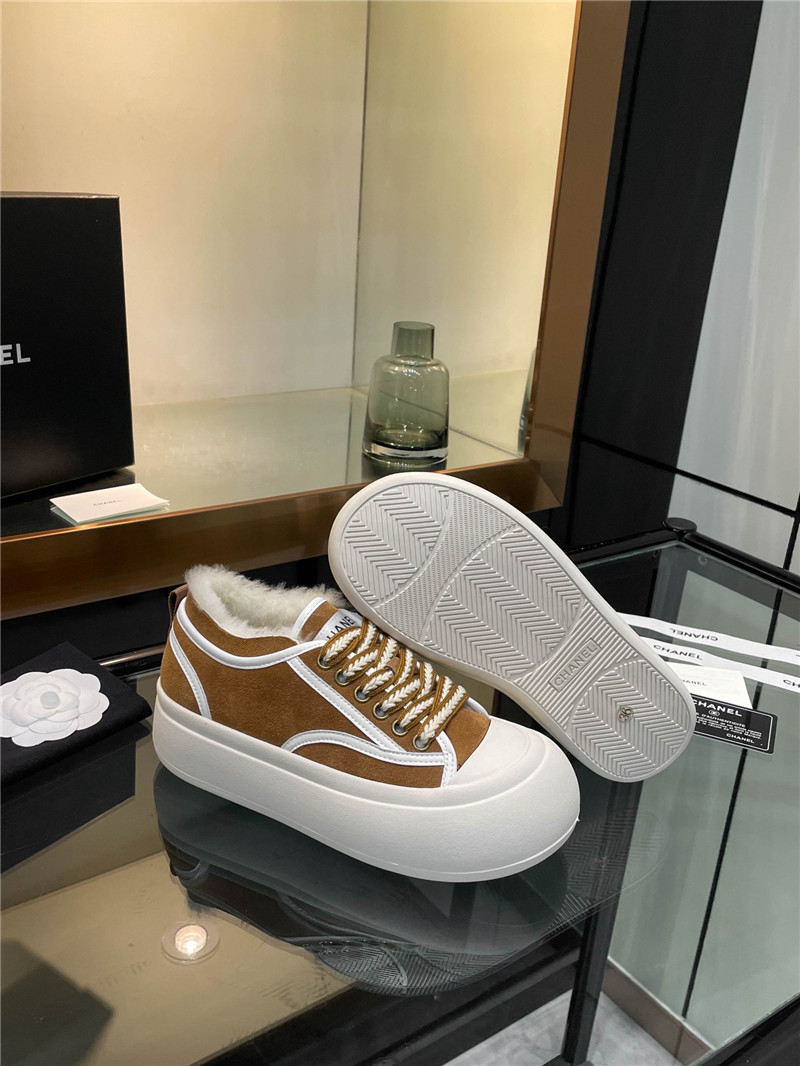 Ch**el brown lace-up winter platform sneakers