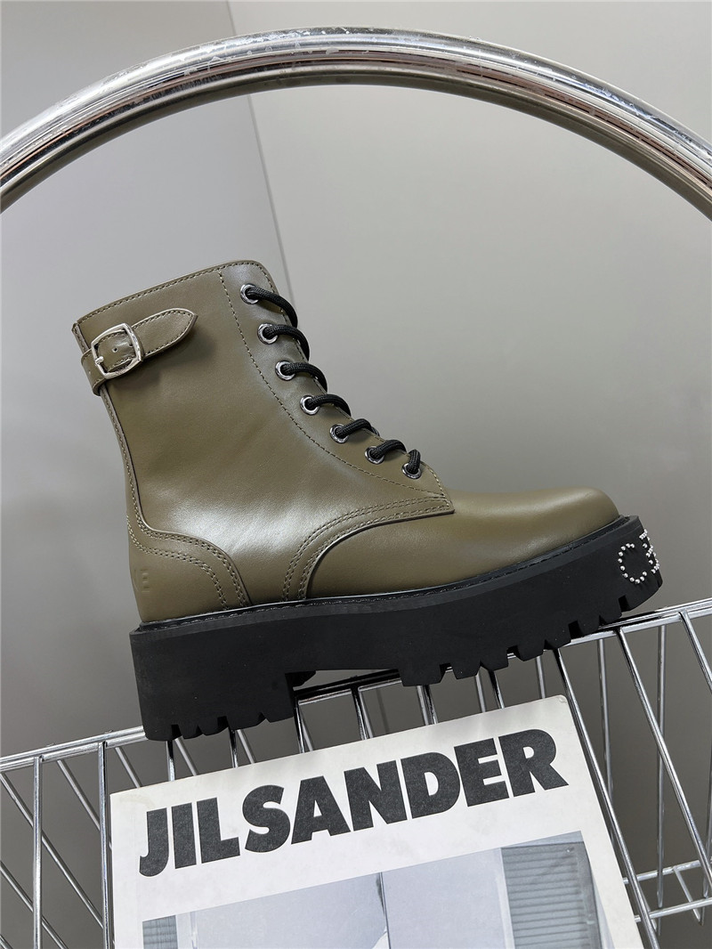 Ce1i*e margaret green double buckle ankle boots