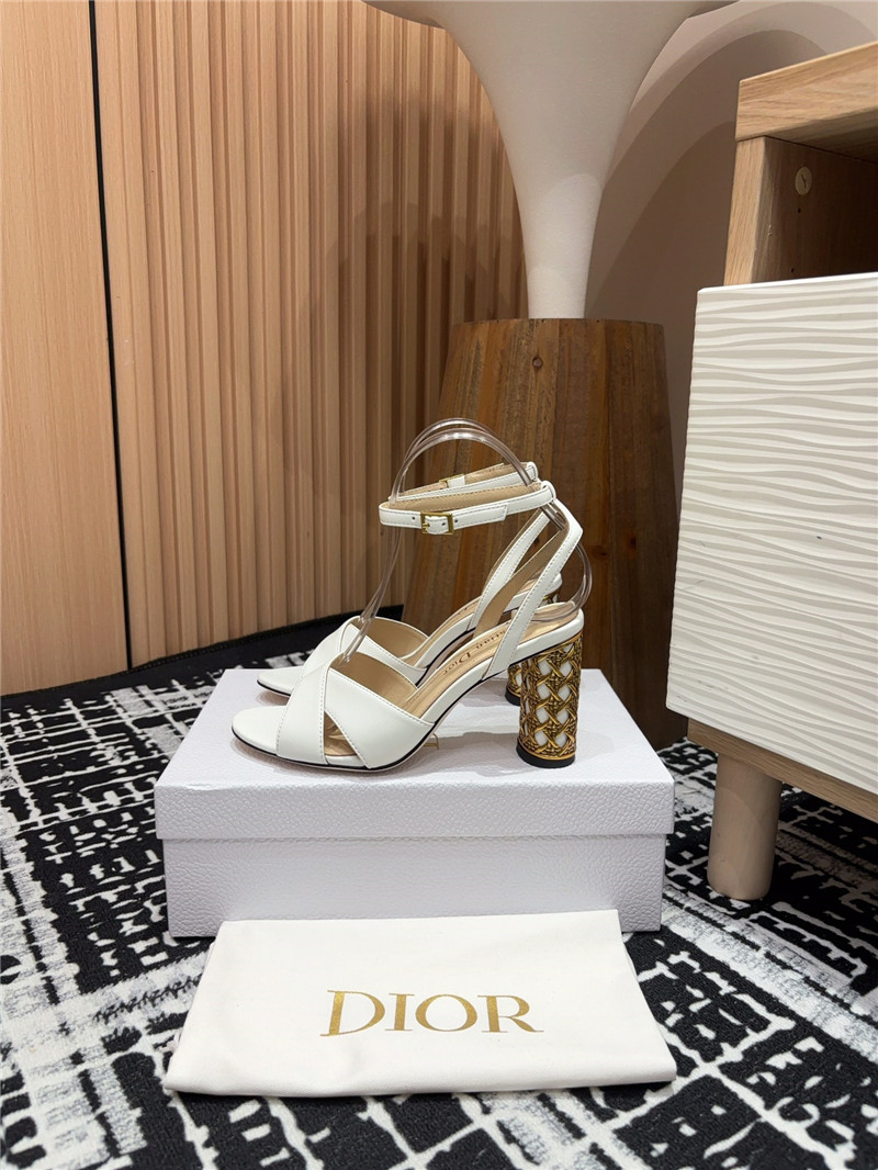 D10r icon white calfskin heeled sandals