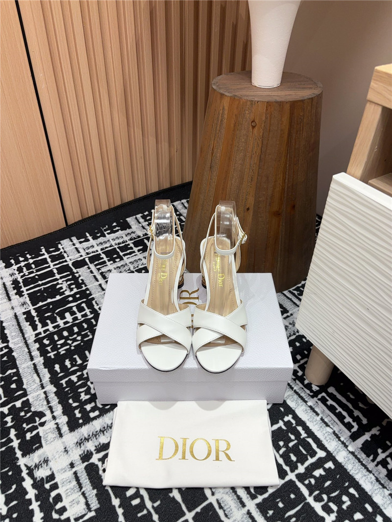 D10r icon white calfskin heeled sandals