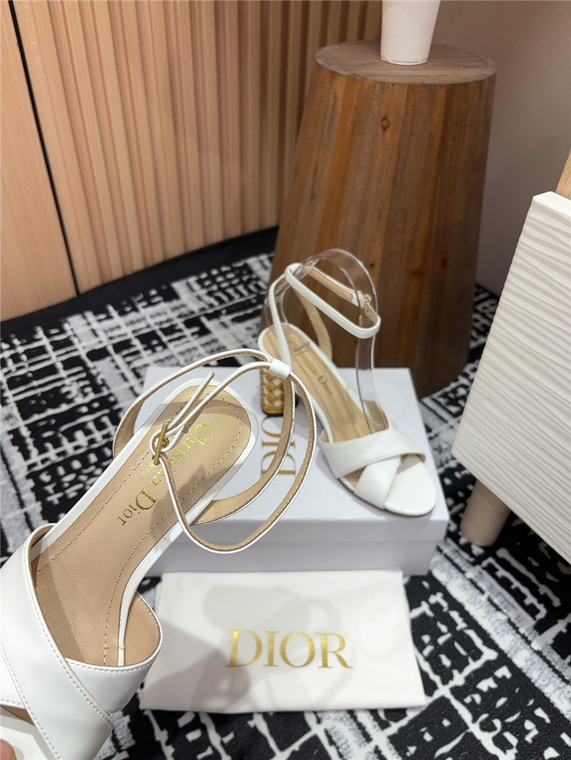 D10r icon white calfskin heeled sandals