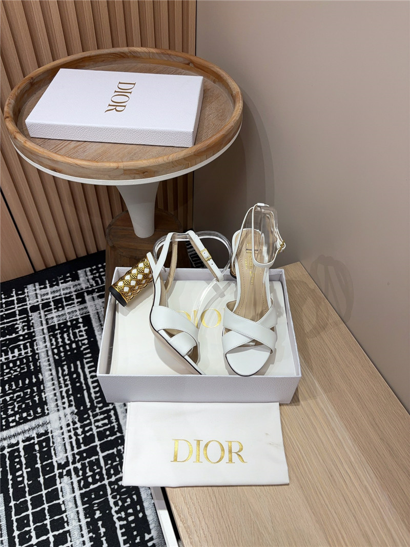 D10r icon white calfskin heeled sandals