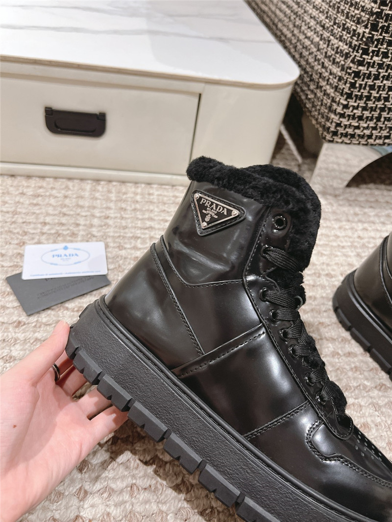 Pra*a patent leather winter platform sneakers