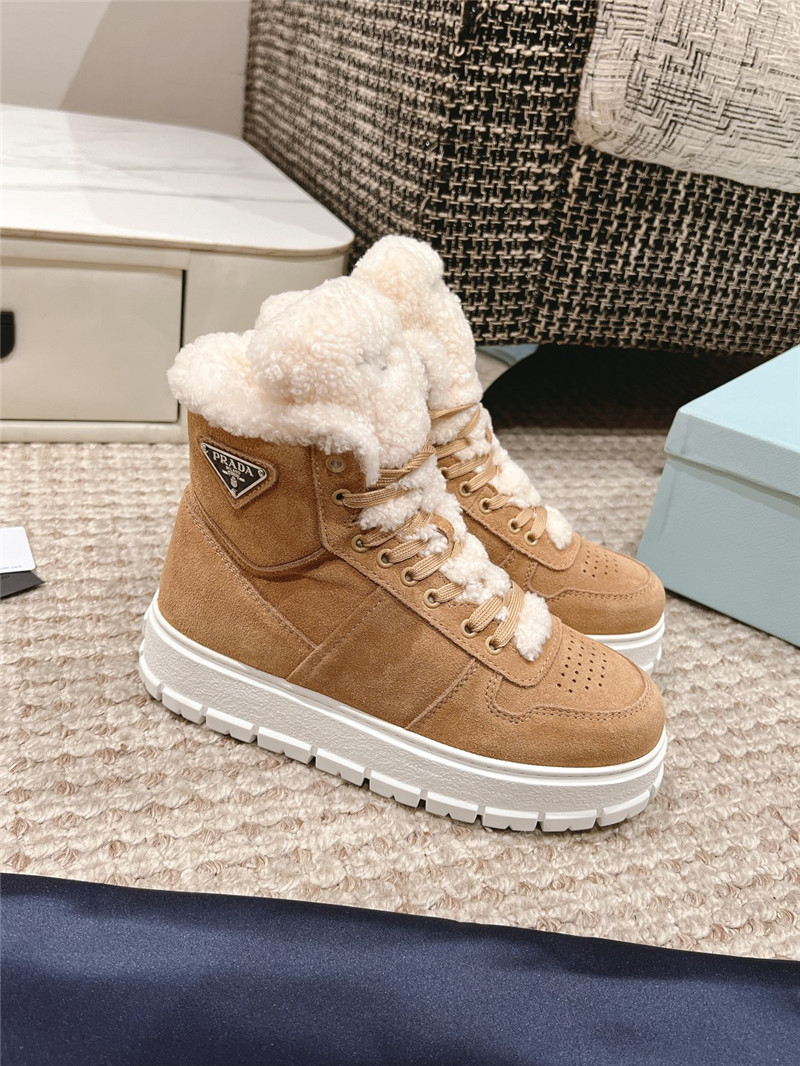 Pra*a suede leather high top winter platform sneakers