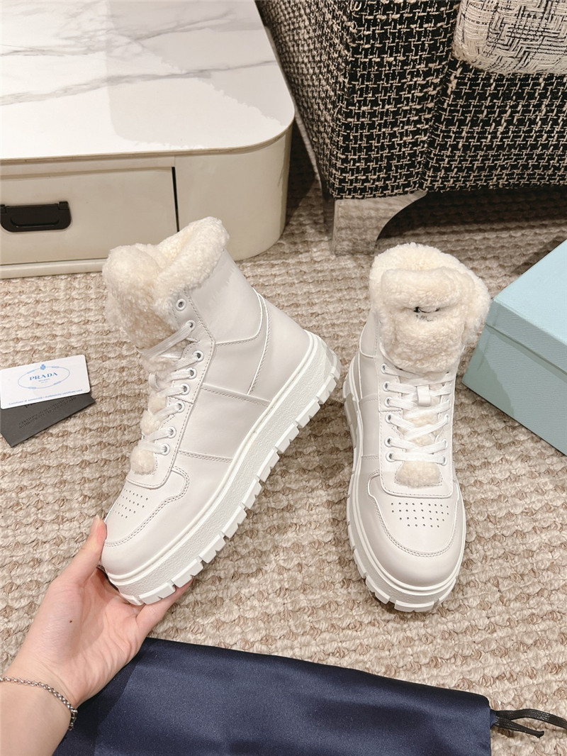 Pra*a white high top winter platform sneakers