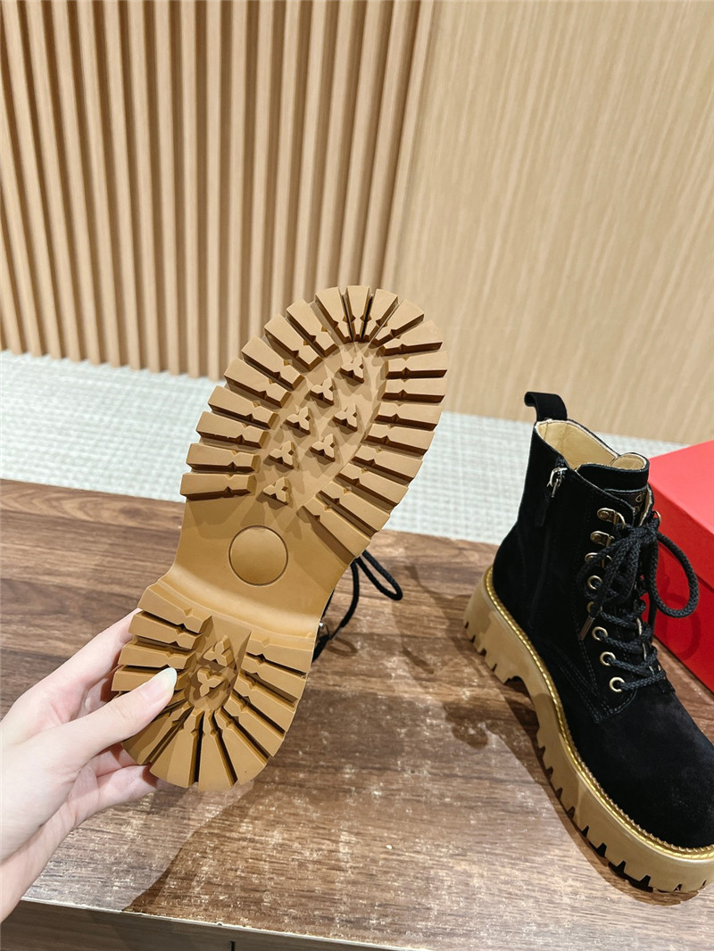Va1e*ntin0 vlogo black suede lace-up platform boots