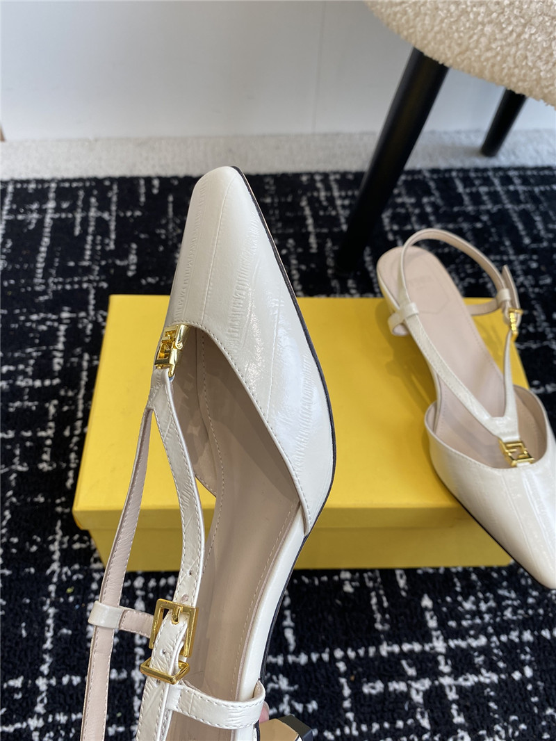 F**di ffold slingback pumps in natural leather
