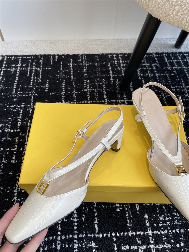F**di ffold slingback pumps in natural leather
