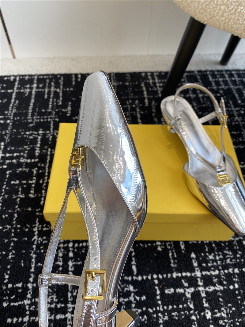 F**di ffold silver slingback pumps