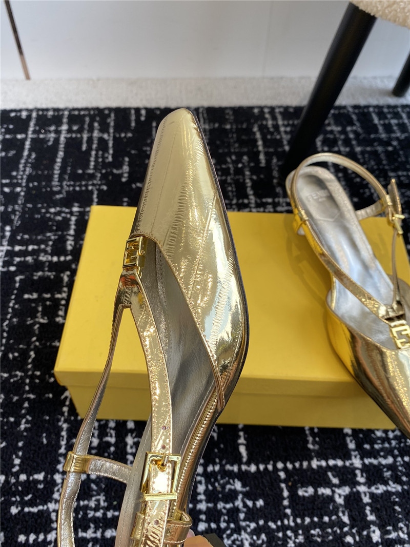 F**di ffold gold slingback pumps