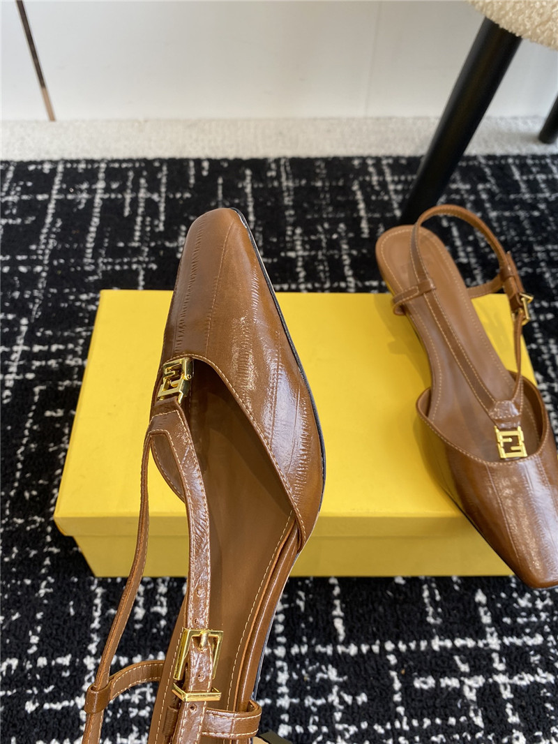 F**di ffold slingback pumps in brown