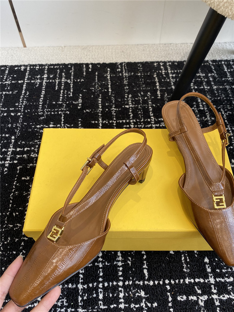 F**di ffold slingback pumps in brown