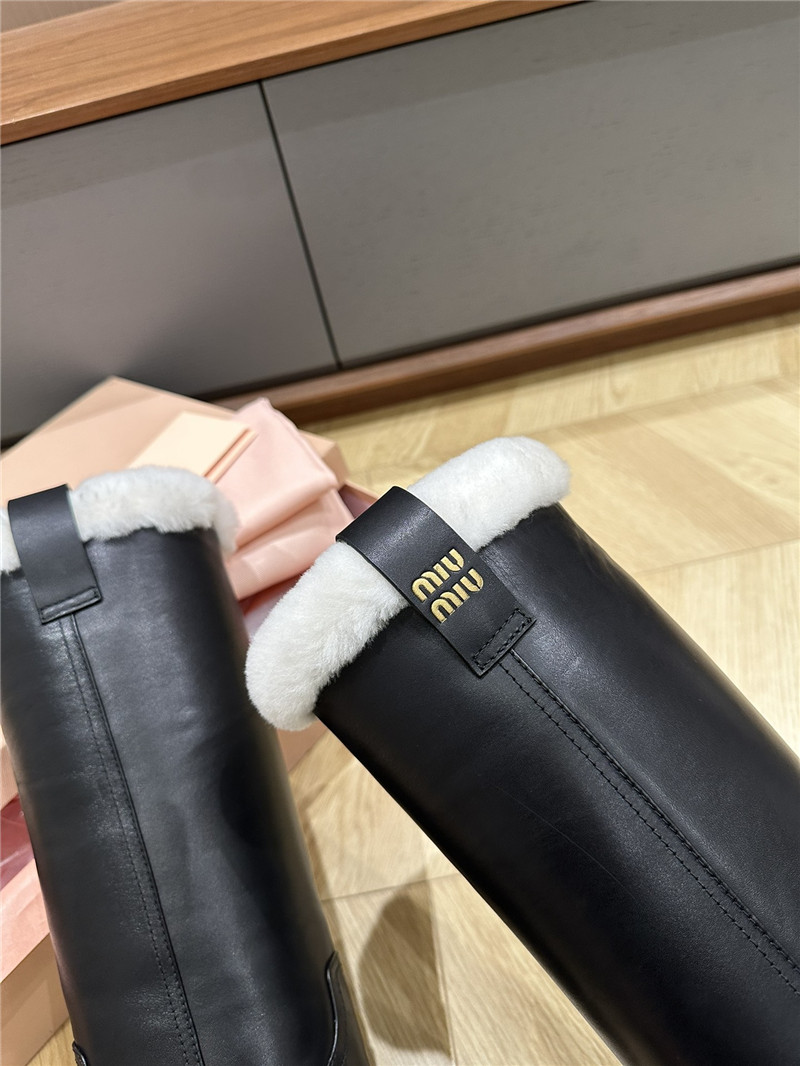 Miu Miu Women’s Black Leather High Boots