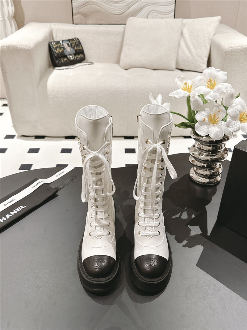 Ch**el lace up platform high boots