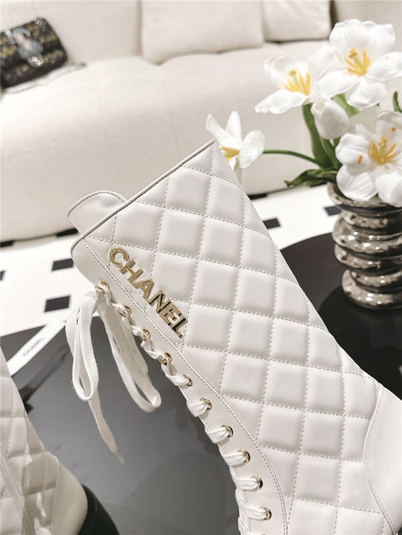 Ch**el lace up platform high boots
