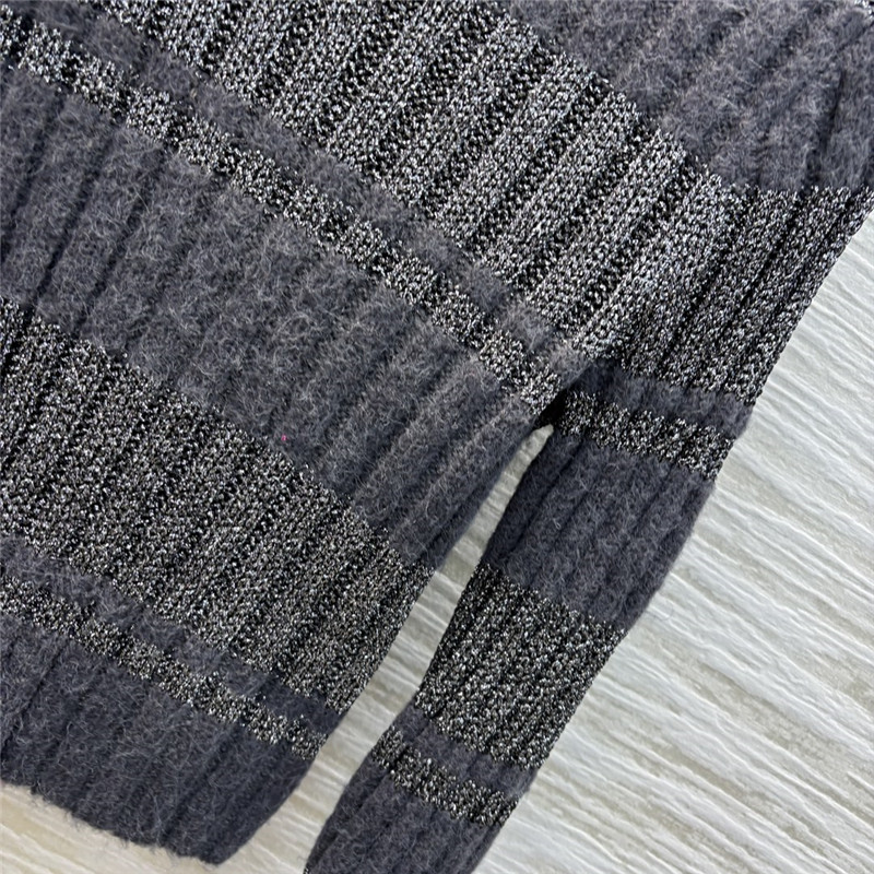 Miu Miu Ribbed-Knit Pullover Sweater in Grey