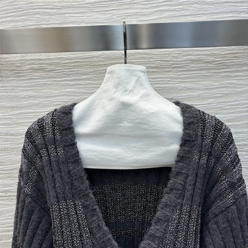 Miu Miu V-neck Rib Wool Cardigan in Grey