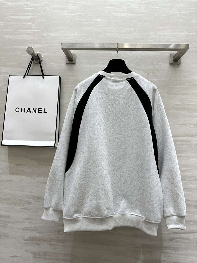 Ch**el patchwork loose fleece sweatshirt grey