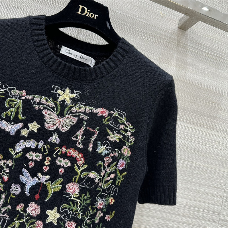 D10r multicolor short sleeve knit top black