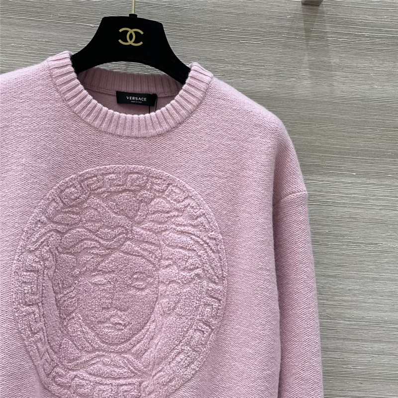 Versace Medusa Wool-Blend Sweater in Pink