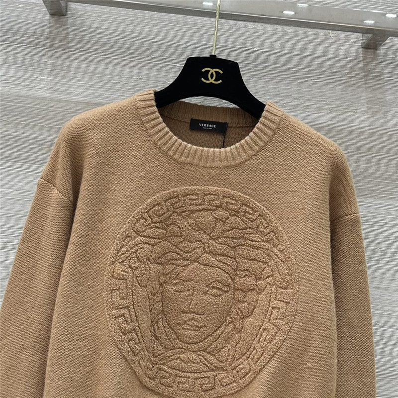 Versace Medusa Wool-Blend Sweater Beige