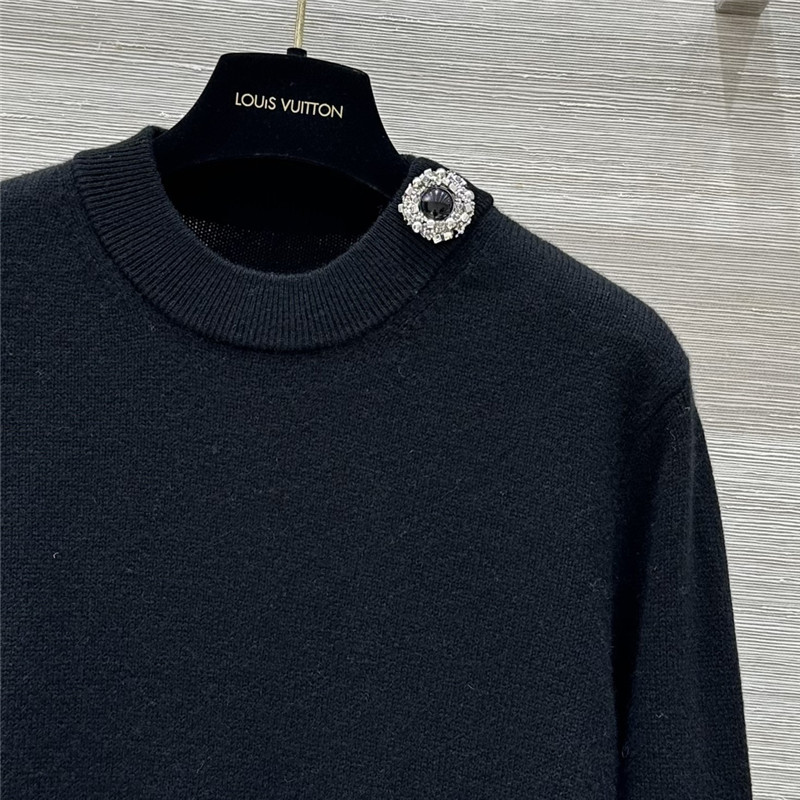 LV Pin Cashmere Sweater in Black