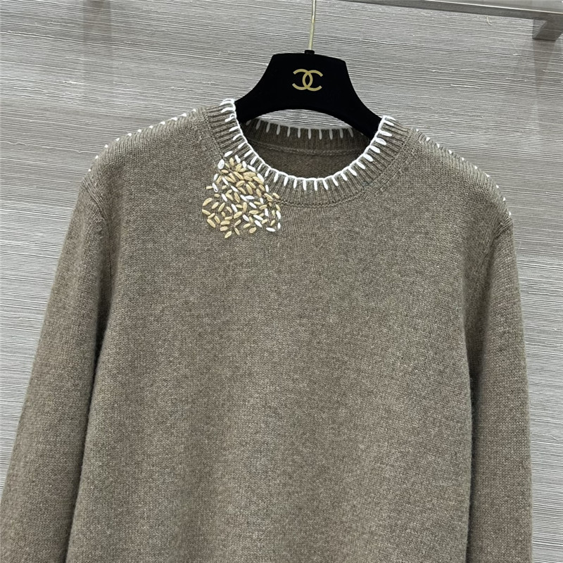 L0r0 P1ana trim cashmere sweater in grey