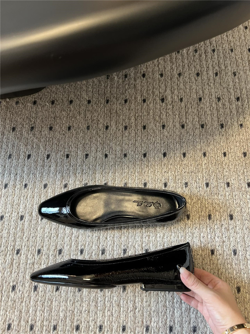 L0r0 P1ana rebecca ballerina flats black calfskin