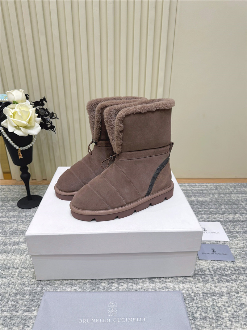 BC Suede Wool Snow Boots Brown