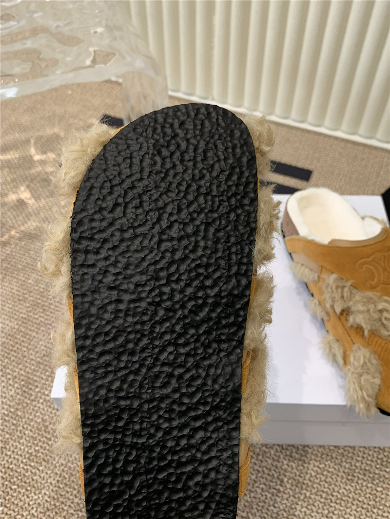 Ce1i*e brown suede and shearling mules
