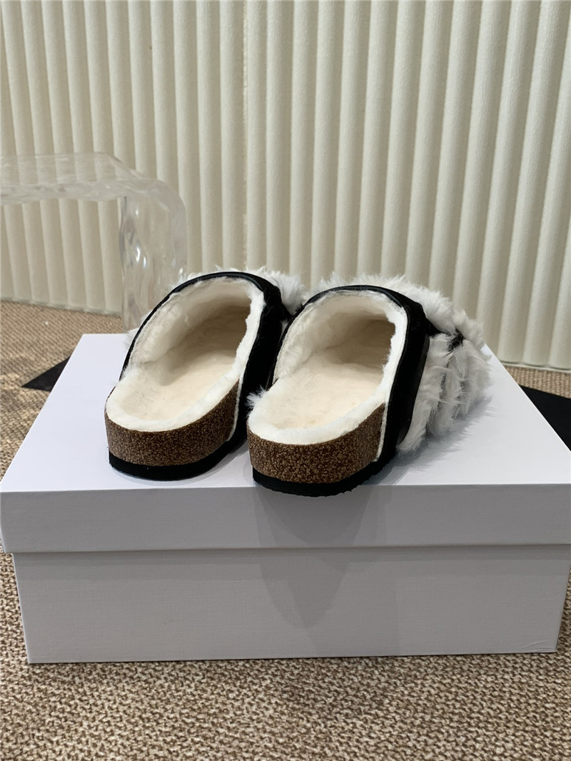 Ce1i*e suede and shearling fur mules black/white