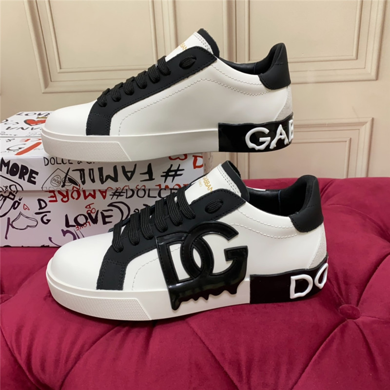 Dolce & Gabbana D&G White Black Logo Low Top Sneakers