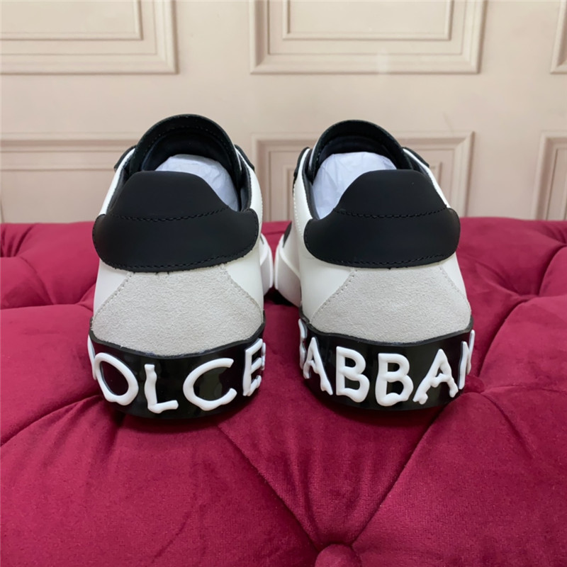 Dolce & Gabbana D&G White Black Logo Low Top Sneakers