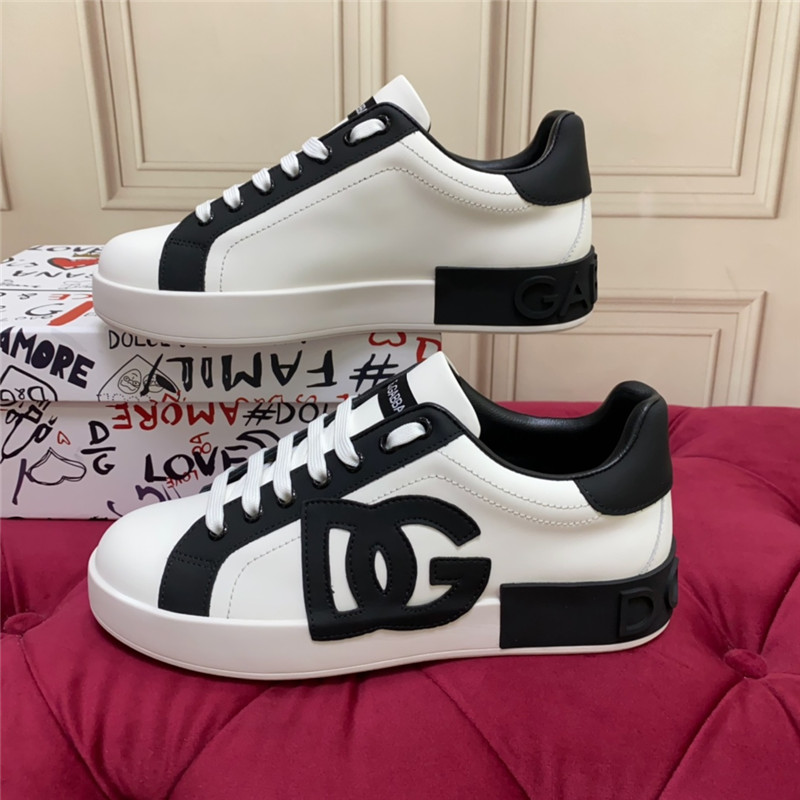 Dolce & Gabbana D&G White Black Low Top Sneakers