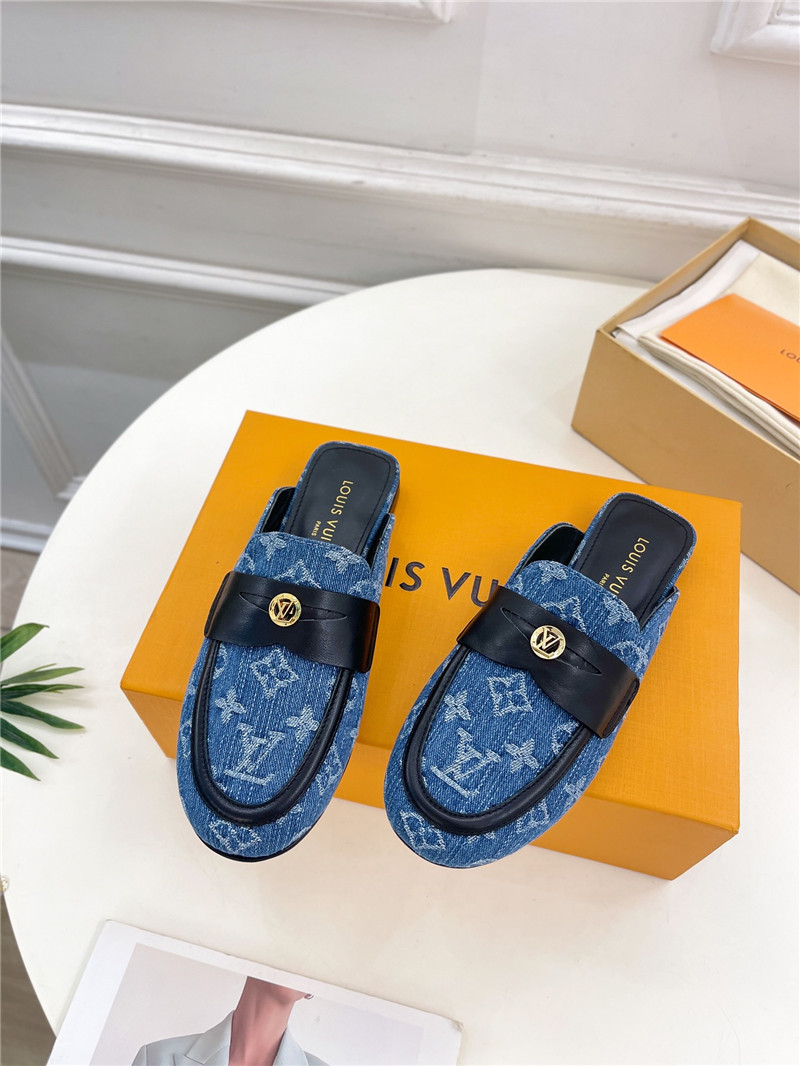 LV Soho Open Back Loafers Monogram Canvas