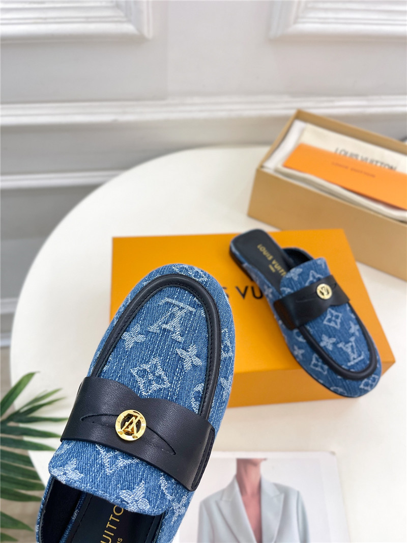 LV Soho Open Back Loafers Monogram Canvas