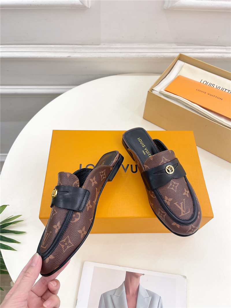 LV Soho Open Back Loafers Monogram Leather