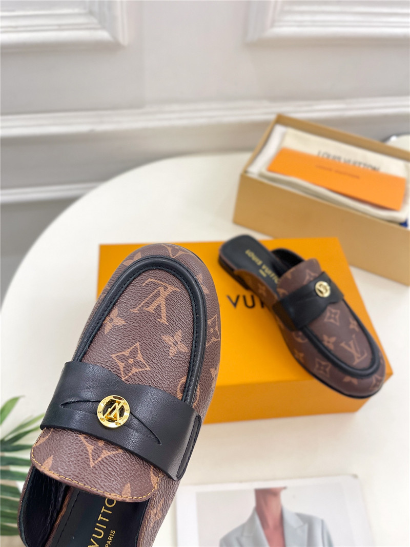 LV Soho Open Back Loafers Monogram Leather